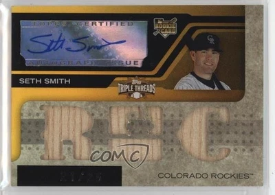 2008 Topps Triple Threads Triple Relic 签名金/25 Seth Smith (RC) #158 签名 — 第 1/2 张图片
