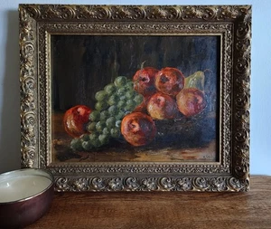 Vintage Ph Dr. Miroslav Cech Still Life of Fruit Gold Ornate Framed Oil Painting - Picture 1 of 8