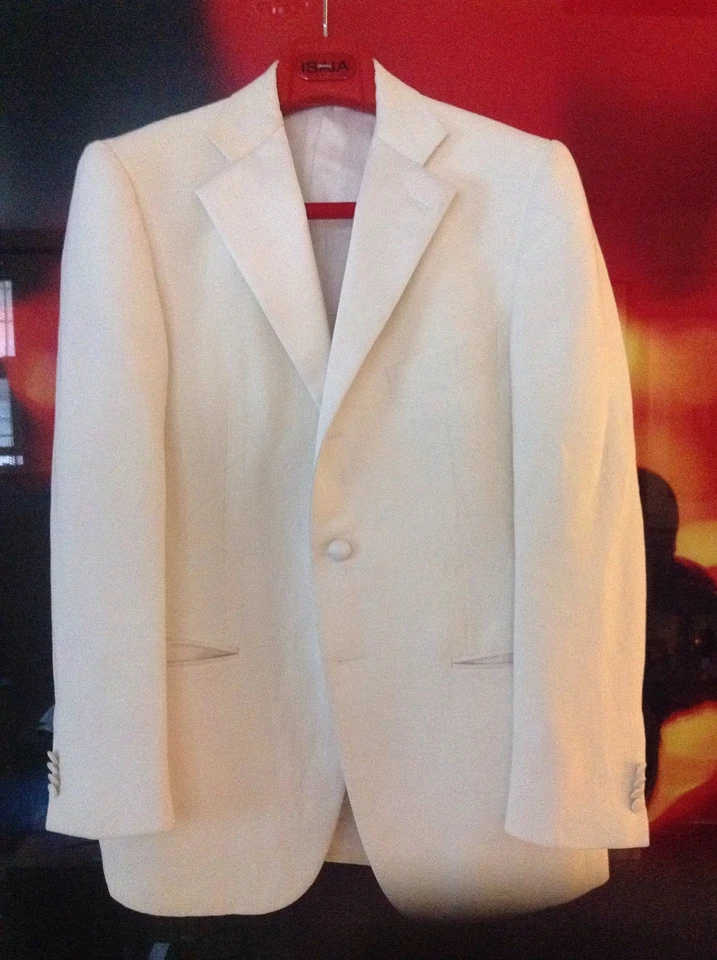 ISAIA - IVORY COLOR DINNER TUXEDO JACKET COAT-SATIN LAPELS - Size 48 EURO - Image 1 of 4
