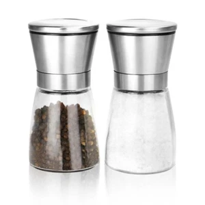Salt & Pepper Glass and Stainless Steel Grinders - Small | M&W - Picture 1 of 5