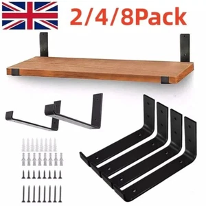 2/4/8 Rustic Shelf Brackets Scaffold Board Industrial Solid Steel Heavy Duty New - Picture 1 of 13