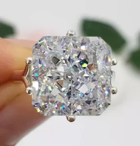 Anillo solitario de diamantes blancos tratados corte radiante de 4,50 quilates de plata 925, certificado - Imagen 1 de 9