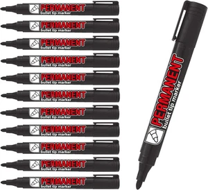 Marcadores Permanentes Corona Punta Bala Línea 2mm Negro Paquete De 12 - Imagen 1 de 2