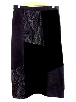 Gerry Weber Cocktail Skirt Women's Black Velvet & Lace Midi Length Lined Size 16 - Image 1 of 4