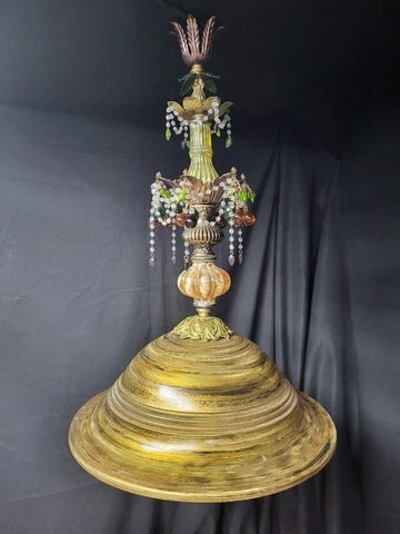 Vintage  hand blown glass 1 Light pendant Chandelier Cover