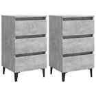 Bed Cabinet With Metal Legs 2 Pcs Concrete Grey 40X35x69 Cm