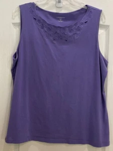 Croft & Barrow Pullover Blouse Size XL Purple Decorative Neckline Sleeveless 197 - Picture 1 of 8