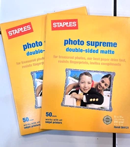 Staples Photo Supreme Paper 8.5"x11" Double Sided Matte 50/Pack Lot of 2 NIP - Picture 1 of 4