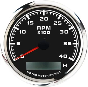 W PRO 85mm Tachometer 4000 RPM Hour Meter Waterproof Car Marine Boat Gas Diesel - Picture 1 of 11