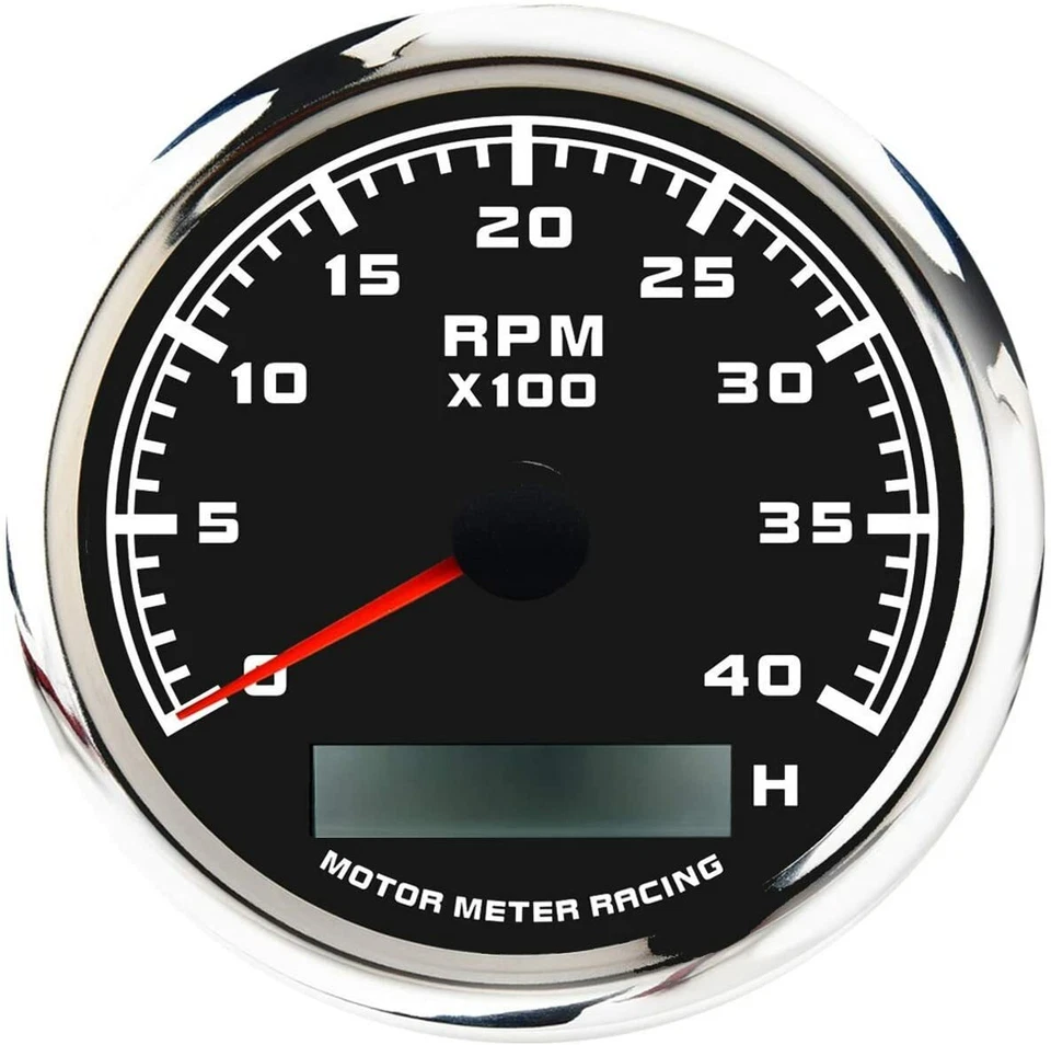 W PRO 85mm Tachometer 4000 RPM Hour Meter Waterproof Car Marine Boat Gas Diesel - Image 1 of 4
