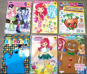 6 pc LOT GIRLS COLORING BOOKS LITTLE PONY SESAME STREET MERMAID SHOPKINS CHRISTM - Imagen 1 de 1