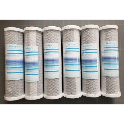 Geekpure 10" Universal Block Carbon Replacement Filter Cartridges RO5-BC 10 x6 - Image 1 of 4