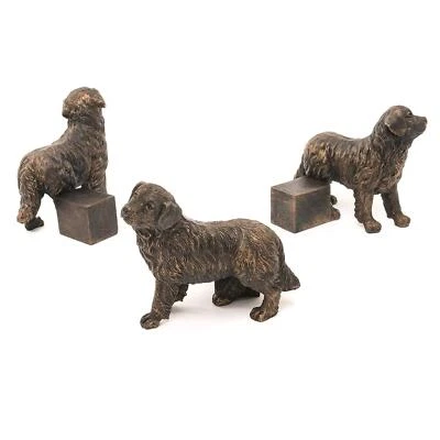 Juego de 3 ornamentos para maceta pies de orinal raza de perro de montaña bernés color bronce Foto 1 de 2