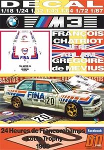 DECAL BMW M3 EVO F.CHATRIOT G.DE MEVIUS J.ALLAM 24 H. FRANCORCHAMPS 1989 5t (09) - Picture 1 of 1