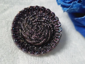 bouton ancien en verre multicolore violet 2,1 cm  vintage G8J - Picture 1 of 4
