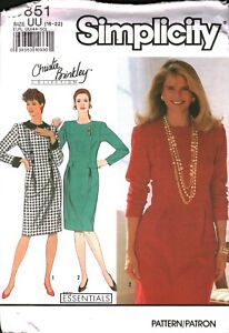 9851 Vintage Einfachheit Nähmuster Misses Christie Brinkley Borte Kleid UNGESCHNITTEN