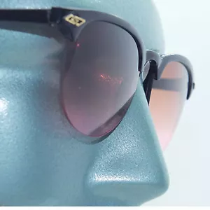 50er Jahre Retro Vintage Stil Sonnenbrille Oberteil schwarzes Gestell Farbverlauf braune rosa Gläser - Bild 1 von 4