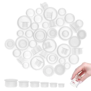 60PCS 6 Size Salt and Pepper Shaker Stoppers - Plastic Reusable Round End Cap... - Picture 1 of 8