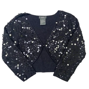 Dressbarn Collection Damen Cropped Pailletten Cardigan Pullover Schwarz Gr. Medium - Bild 1 von 5