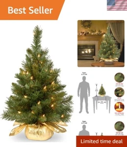 Pre-lit Artificial Mini Christmas Tree | Includes Small Lights and Cloth Bag ... - Picture 1 of 6
