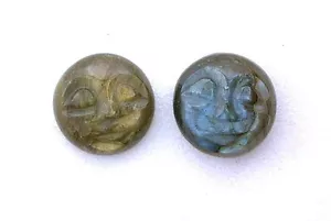 ONE 11mm Round Natural Carved Labradorite Face Gemstone Gem Cab Cabochon 6386 - Picture 1 of 1