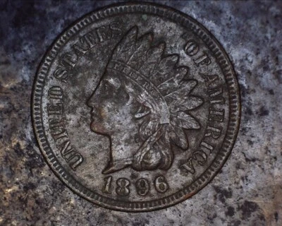 1896 4 FULL DIAMONDS Indian Head Cent Penny Full Feathers - Image 1 of 2