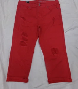 SOHO New York & Co Womens Size 10 Red Legging Crop Distressed Pants NEW - Picture 1 of 4