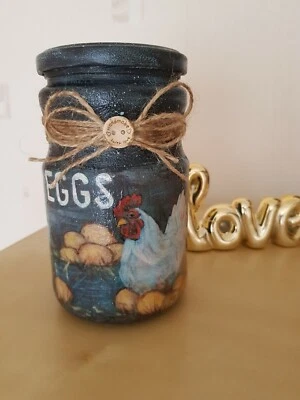 Tarro decorativo, shabby chic, cabaña, pueblo hecho a mano, decoupage. Foto 1 de 4