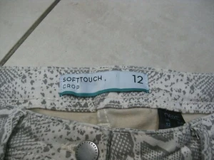 NEXT SOFT TOUCH JEANS 12 Crop Snake Print relaxed everyday skinny stretch cargo - Picture 1 of 5