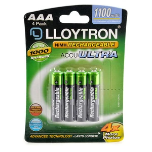 4 Lloytron AAA 1100 mAh Rechargeable Batteries  NiMH HR03 Cordless Phone - Picture 1 of 1