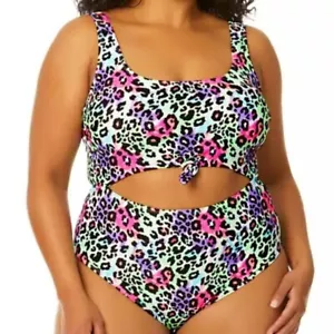Salt + Cove Women's Plus Size Leopard Love Cutout One Piece Swimsuit Size 3X NWT - Picture 1 of 12