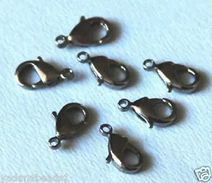 100pcs of Brass Lobster clasps 12X6mm - Gunmetal - Picture 1 of 1