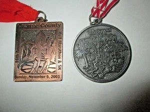 LOT OF 2 ORANGE COUNTY 14TH & 16TH ANNUAL 5K MARATHON & 1/2 MARATHON MEDALS - Picture 1 of 12
