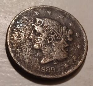 1839   1c  CORONET HEAD Large Cent