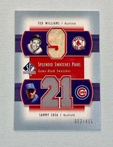 2003 SP Splendid Swatches Pairs Ted Williams/Sammy Sosa #82/406 - Picture 1 of 2