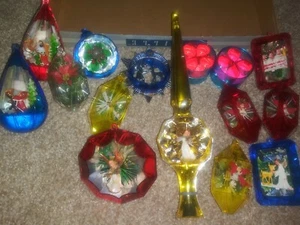 15x JEWEL BRITE BLUE 3D DIORAMA MID CENTURY ANGEL TREE TOPPER CHRISTMAS ORNAMENT - Picture 1 of 2