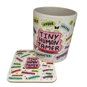 Personalised Tiny Human Tamer Mug Teacher Gift 11oz tea coffee mug, nursery gift - Picture 1 of 8