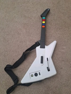 Guitar Hero Xplorer Guitar Xbox 360 Red Octane White Wired Model No USB - Image 1 of 4
