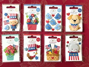 YOU CHOOSE - RARE - JULY 4TH PATRIOTIC Doodle-Pops 3D Stickers - SOOO CUTE - Picture 1 of 9
