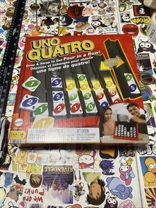 UNO Quatro Spiel mit farbigen Spielsteinen & Kunststoff Spielgitter für Erwachsene, Familie & Spiel - Bild 1 von 9