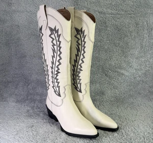 Stivali western Marc Fisher Ltd. Roselle taglia 6,5 da donna in pelle bianca prezzo al pubblico consigliato $329 - Foto 1 di 10