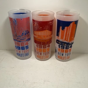 Vintage Original 1964-65 New York Weltausstellung Set 3 Souvenir Gläser Retro MCM - Bild 1 von 7