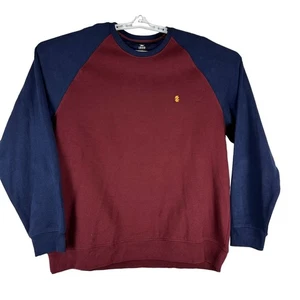 Izod Mens XXL Raglan Sweatshirt Maroon & Navy Cotton Blend Crewneck - Picture 1 of 5