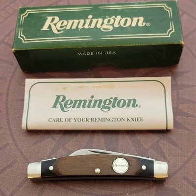 Faca Remington UMC R16 Half Congress EUA cabos de madeira lâminas SS 3 1/8" fechada - Imagem 1 de 4