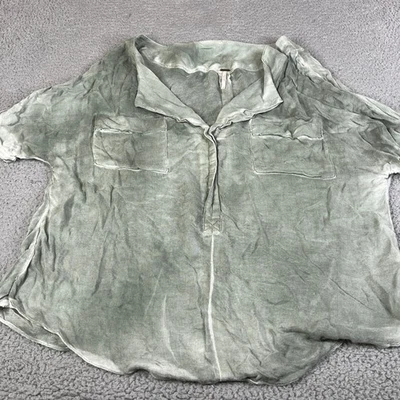 Top suéter Free People para mujer grande verde salvia tejido lavado bolsillos con botones Foto 1 de 4