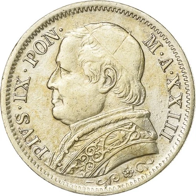 [#1201471] Vatican, PAPAL STATES, Pius IX, Lira, 1868-XXIII, Rome, Silver, AU - Image 1 of 2