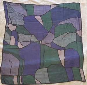 Very Bradley Silk Sheer Geometric Pattern Square Scarf 30”x30” Purple And Green - Picture 1 of 4