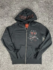 Y2K Hard Rock Cafe London Grunge Hoodie Full Zip Damen Medium schwarz/rot - Bild 1 von 8