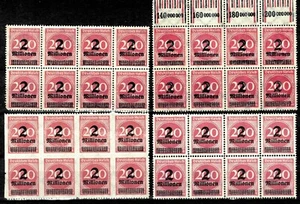 Germany Weimar Republic 1923 ☀ 2m/200 mark Mi.309 blocks in shades ☀ MNH(**) - Picture 1 of 2