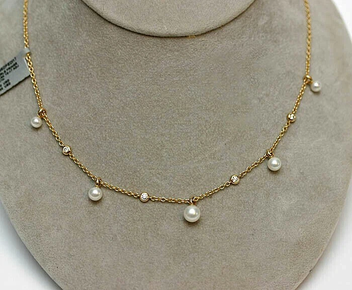 Collar David Yurman Pequeño con Flecos de Perlas y Diamantes Oro Amarillo 18K Foto 1 de 4